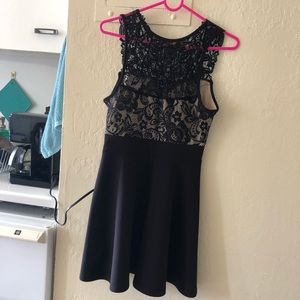 Black dress with lace top